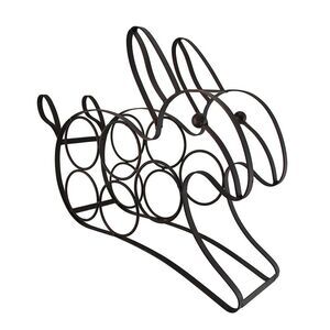 Black Enamel Coated Bunny Rabbit 5 Bottle Metal Wine Holder